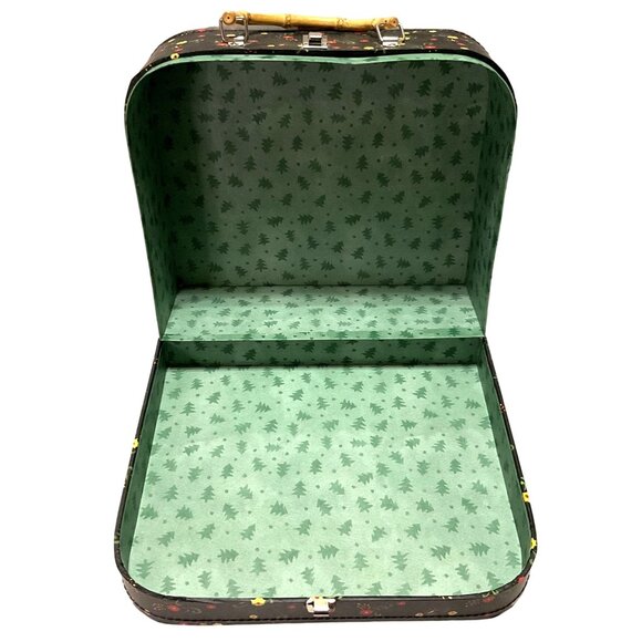 WINTER SHOE BOX PURSE BLACK WITH SKATES SLEDS SKIS BAMBOO HANDLE SUPER CLEAN - Picture 3 of 9